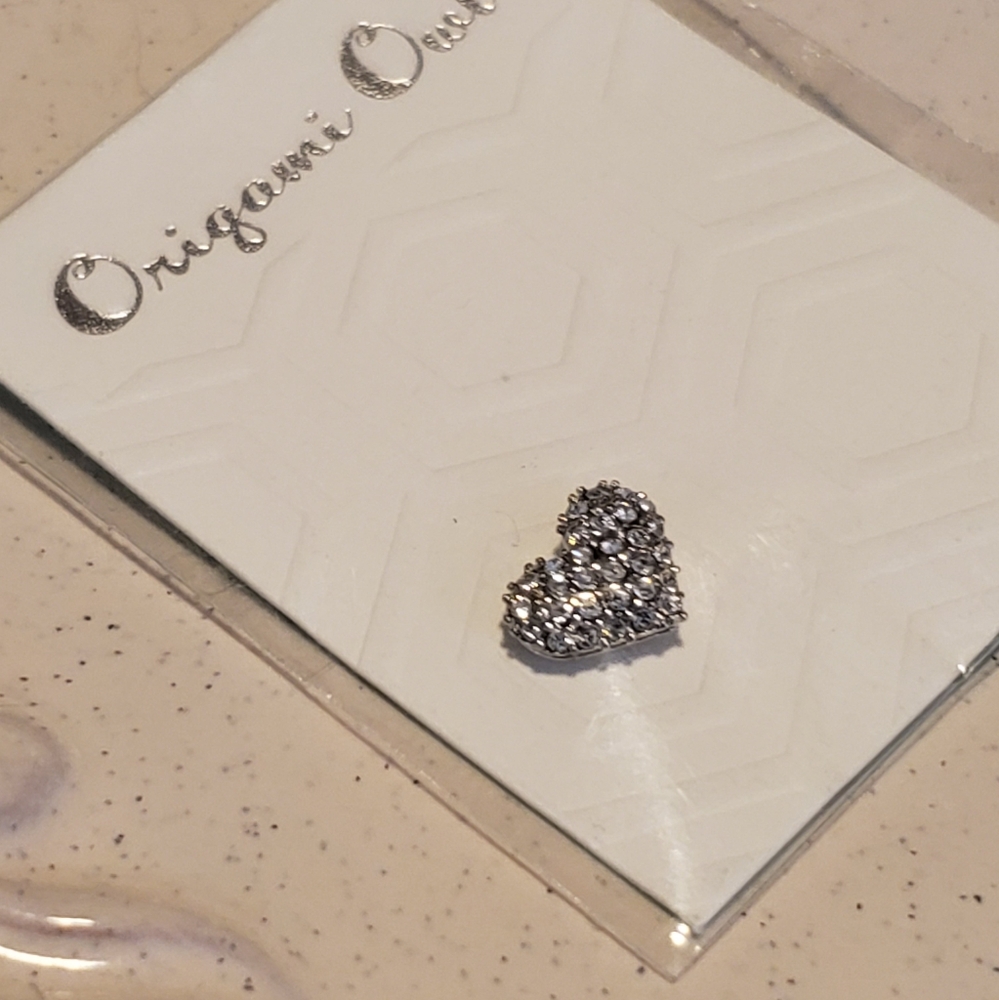 Authentic Origami Owl Silver Pave Heart Charm